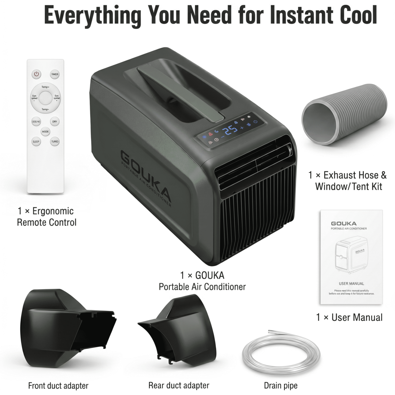 GOUKA 1800W 6100 BTU Portable Air Conditioner