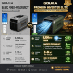 GOUKA WA1 series portable air conditioner performance comparison chart showing 6100 BTU cooling capacity
