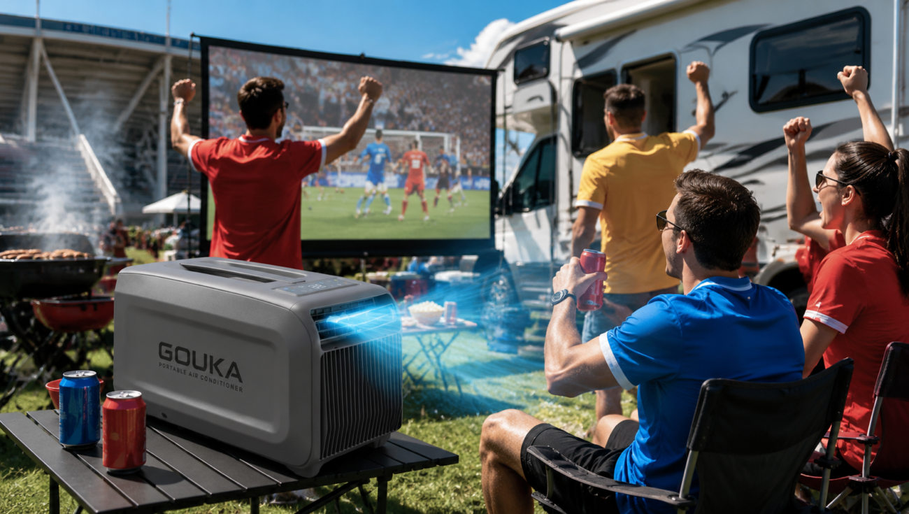 GOUKA 1800W portable AC for RV camping and World Cup tailgating