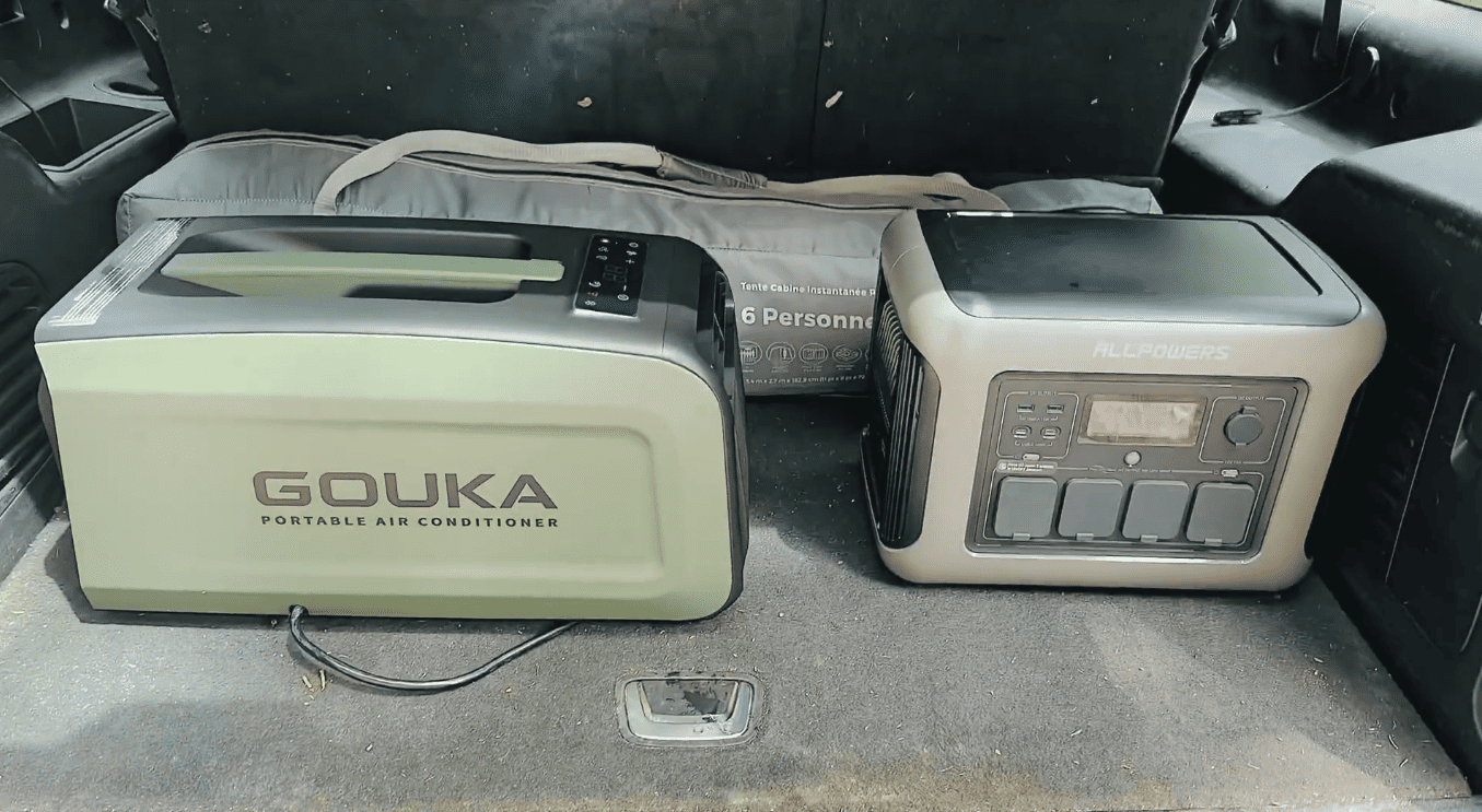 GOUKA RV portable air conditioner cooling an RV campsite during summer camping