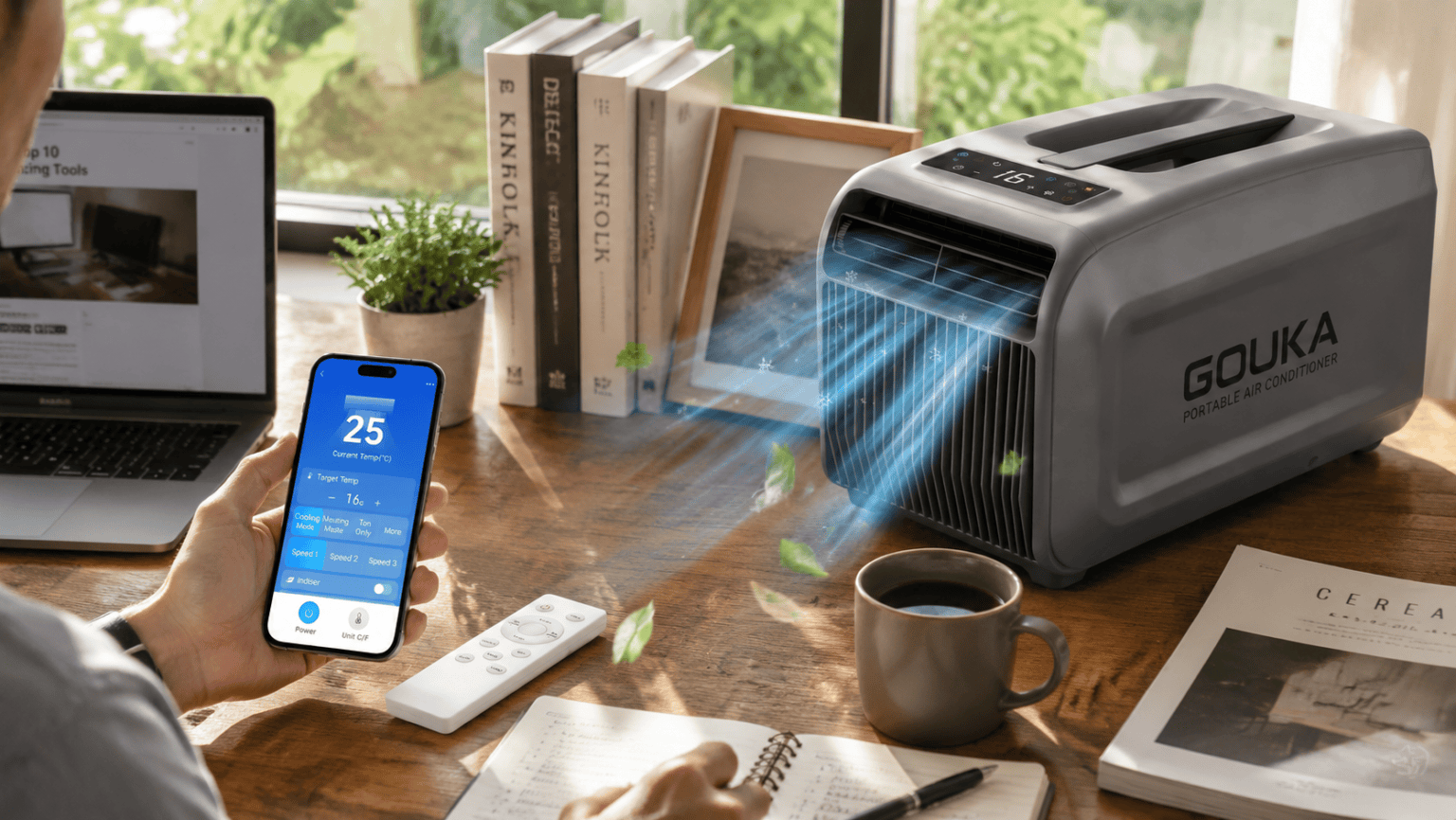 GOUKA small space portable air conditioner running in an RV during autumn clearance