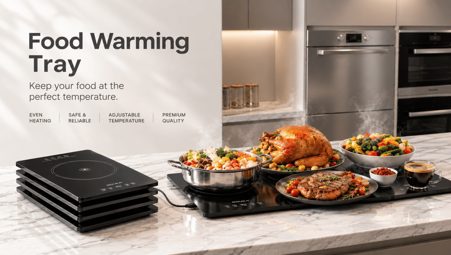 GOUKA Food Warming Tray compared with a silicone food warming mat for family dining