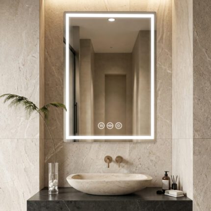 GOUKA 24 x 32 LED Bathroom Mirror Dimmable Anti Fog Lighted Vanity Mirror 600✖800