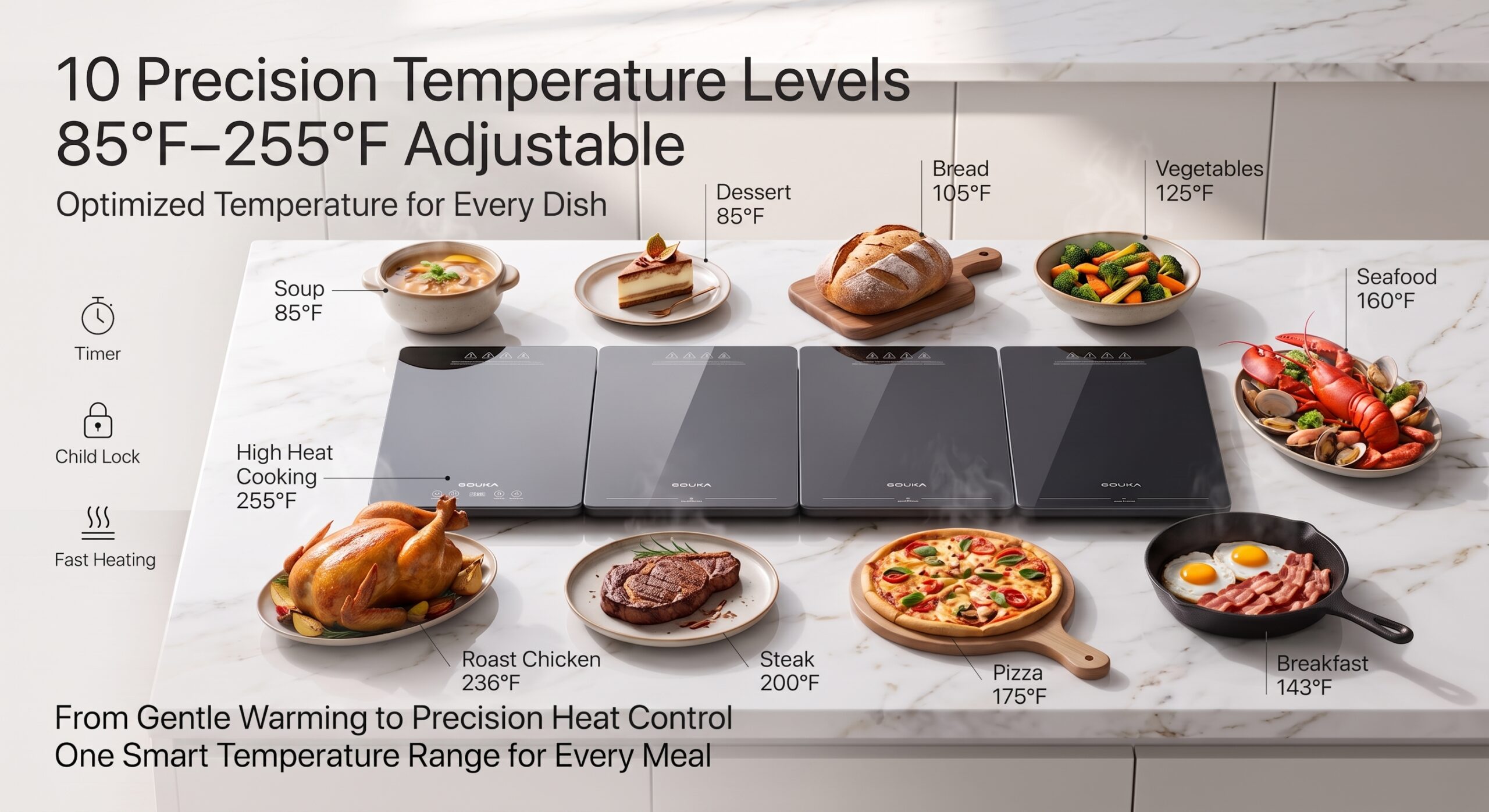 GOUKA expandable food warming tray keeping Thanksgiving dinner and fall dishes hot on a dining table.
