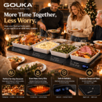 GOUKA 4-in-1 modular warming tray features 7 master cooking temperature settings (120–700°F, including an 8-hour timer function) - Image 3