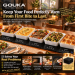 GOUKA 4-in-1 modular warming tray features 7 master cooking temperature settings (120–700°F, including an 8-hour timer function) - Image 4