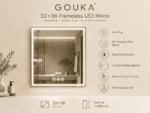 GOUKA 32 x 36 LED Bathroom Mirror Dimmable Anti Fog Lighted Vanity Mirror 800✖912 - Image 4