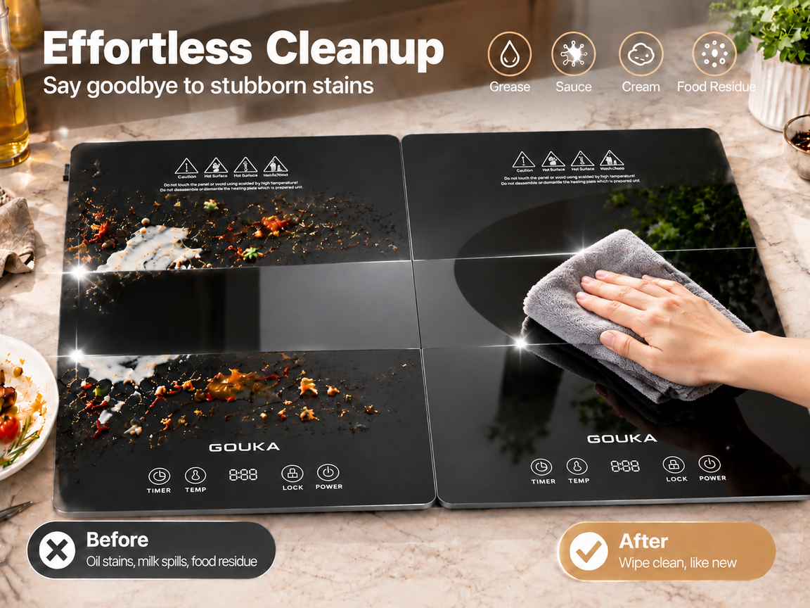 The GOUKA 4-in-1 foldable food warming tray is suitable for gatherings, parties, and everyday dinners.