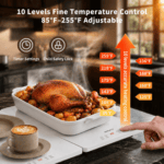 GOUKA 4-in-1 modular warming tray features 10 temperature settings (85–255°F) and an 8-hour timer function (Ceramic White) - Image 2